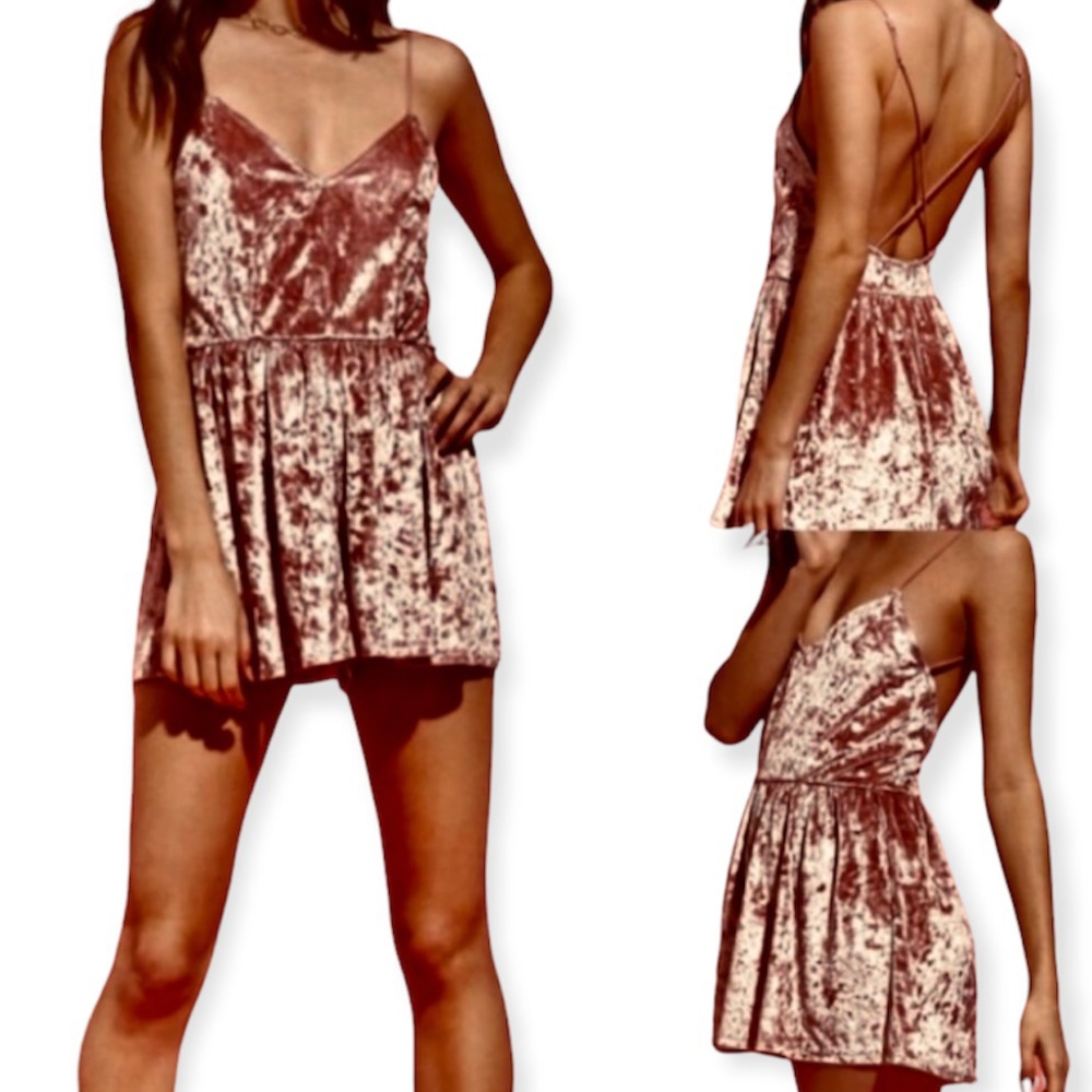 L.A. Hearts Rust Orange Velvet Short Romper w/ Adjustable Spaghetti Straps NWOT